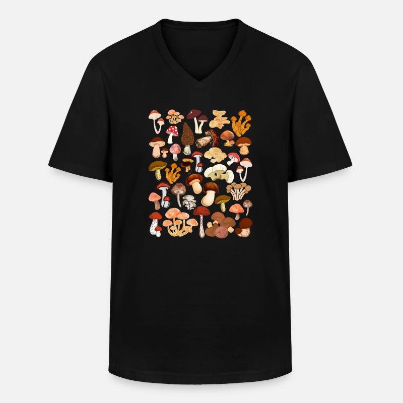 Pilze suchen - Männer-T-Shirt mit V-Ausschnitt - Schwarz