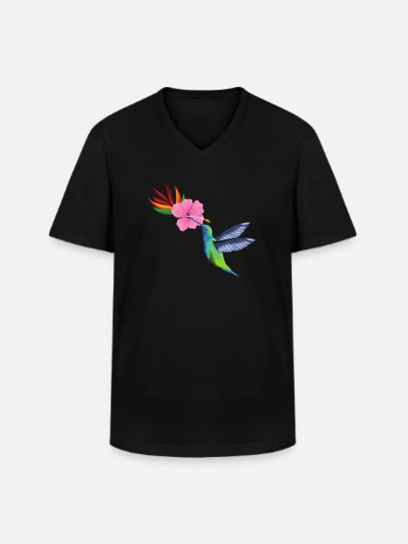 Hummingbird flower seed - Men's V-Neck T-Shirt - black