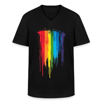 Subtle and Cool Dripping Pride Flag Rainbow Design - Men's V-Neck T-Shirt - black - Front - AI Model Male 178 dark (178cm)
