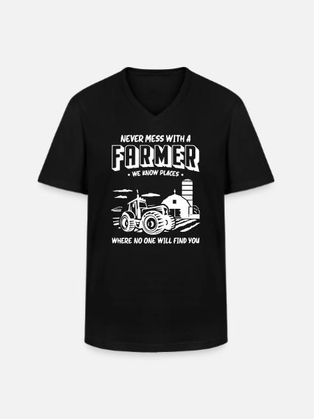 Farmer Agriculture Tractor - Men's V-Neck T-Shirt - black