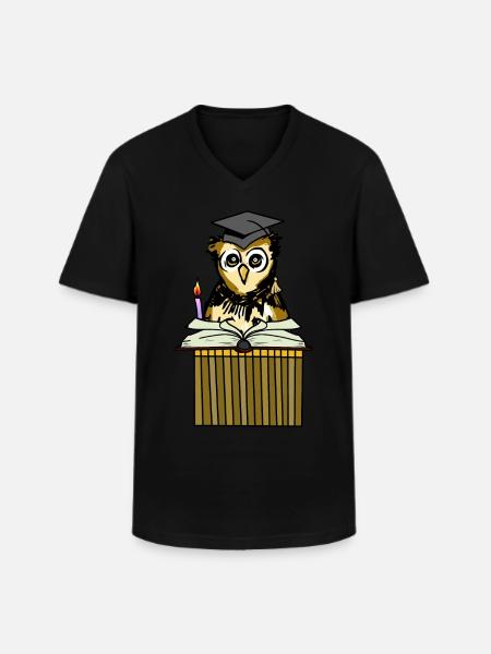 Ugle Ørn Ugle Lærer Klog Lærd Lærer Job - Klassisk herre T-shirt med V-udskæring - sort