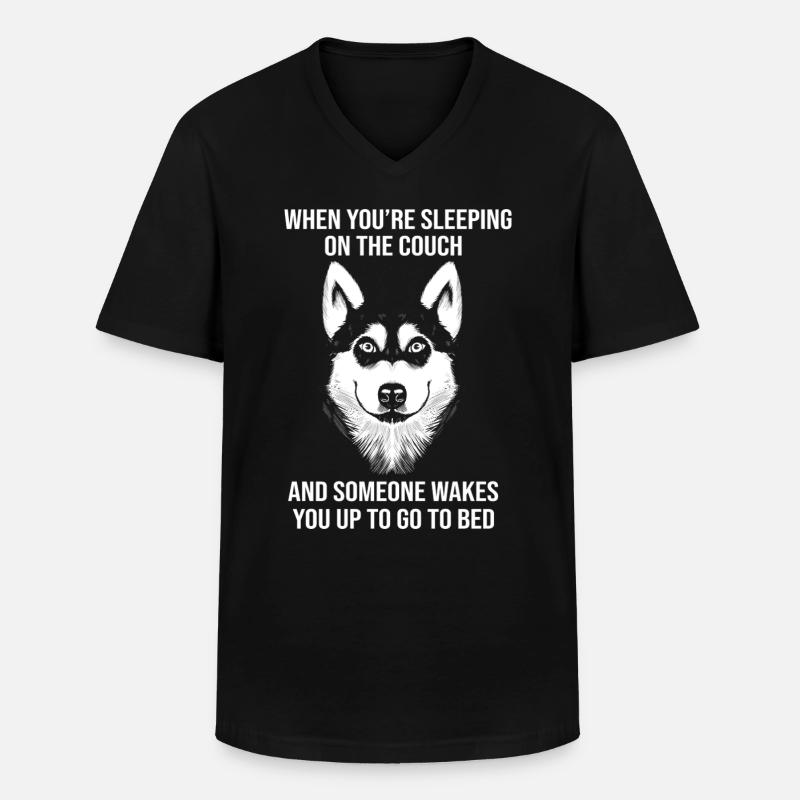 Husky - Männer-T-Shirt mit V-Ausschnitt - Schwarz