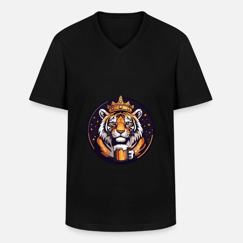 Tiger Bier - Männer-T-Shirt mit V-Ausschnitt - Schwarz
