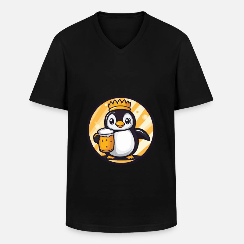 Pinguin Bier - Männer-T-Shirt mit V-Ausschnitt - Schwarz