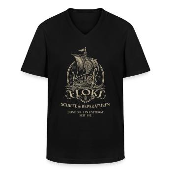 Floki Schiffe und Reparaturen in Kattegat - Männer-T-Shirt mit V-Ausschnitt - Schwarz - Vorne - AI Model Male 178 dark (178cm)