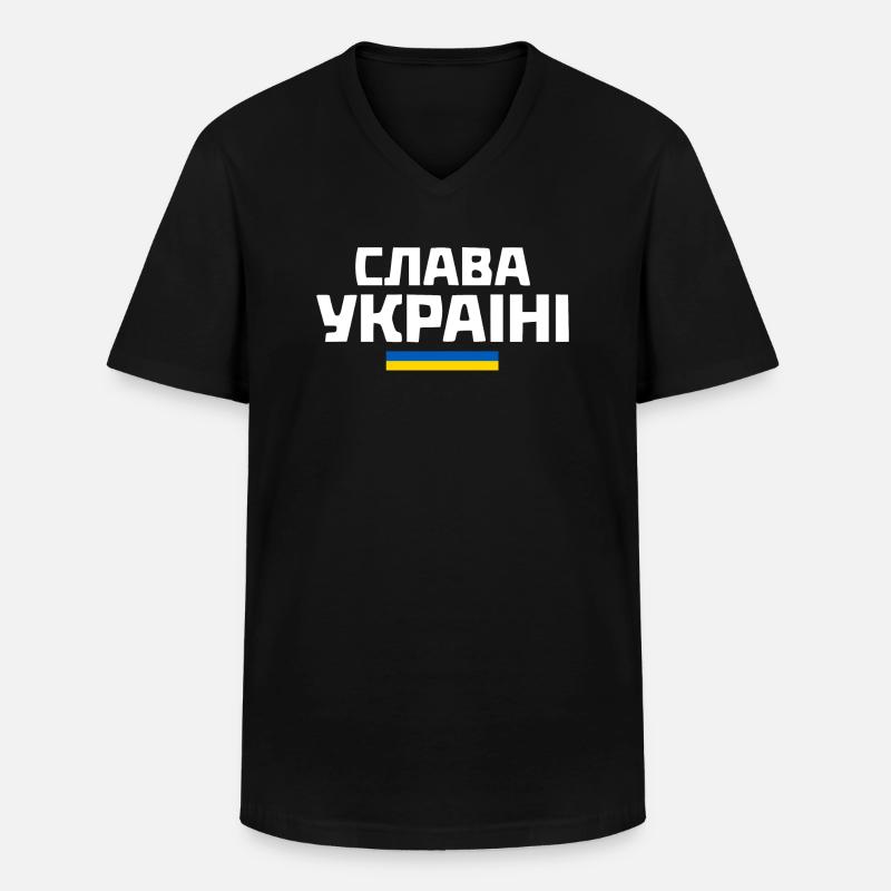 Slava ukraini - Männer-T-Shirt mit V-Ausschnitt - Schwarz