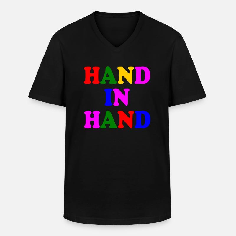 Hand in hand - Männer-T-Shirt mit V-Ausschnitt - Schwarz