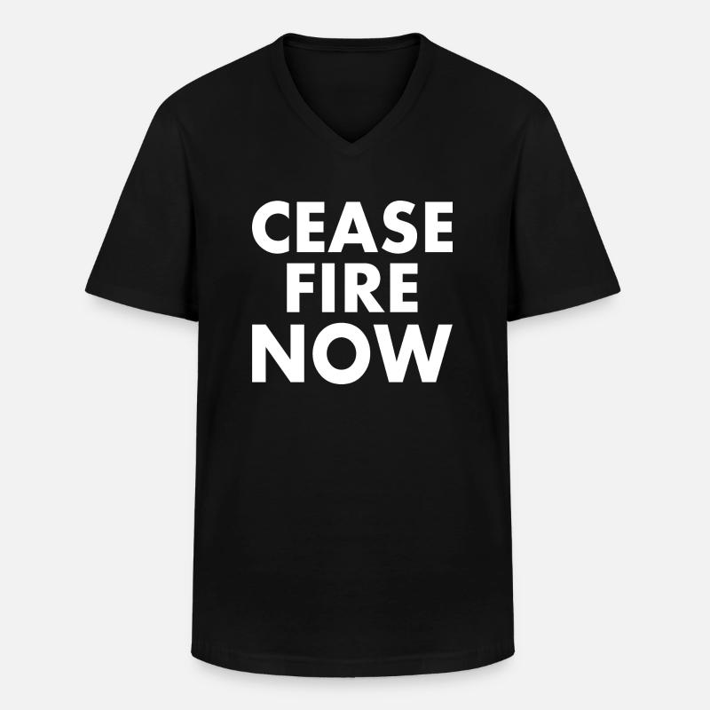 Ceasefire now - Männer-T-Shirt mit V-Ausschnitt - Schwarz