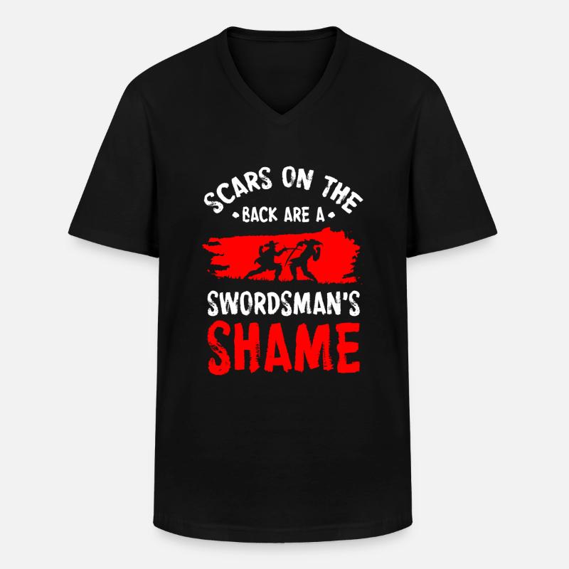 Krieger Samurai Duell - Männer-T-Shirt mit V-Ausschnitt - Schwarz