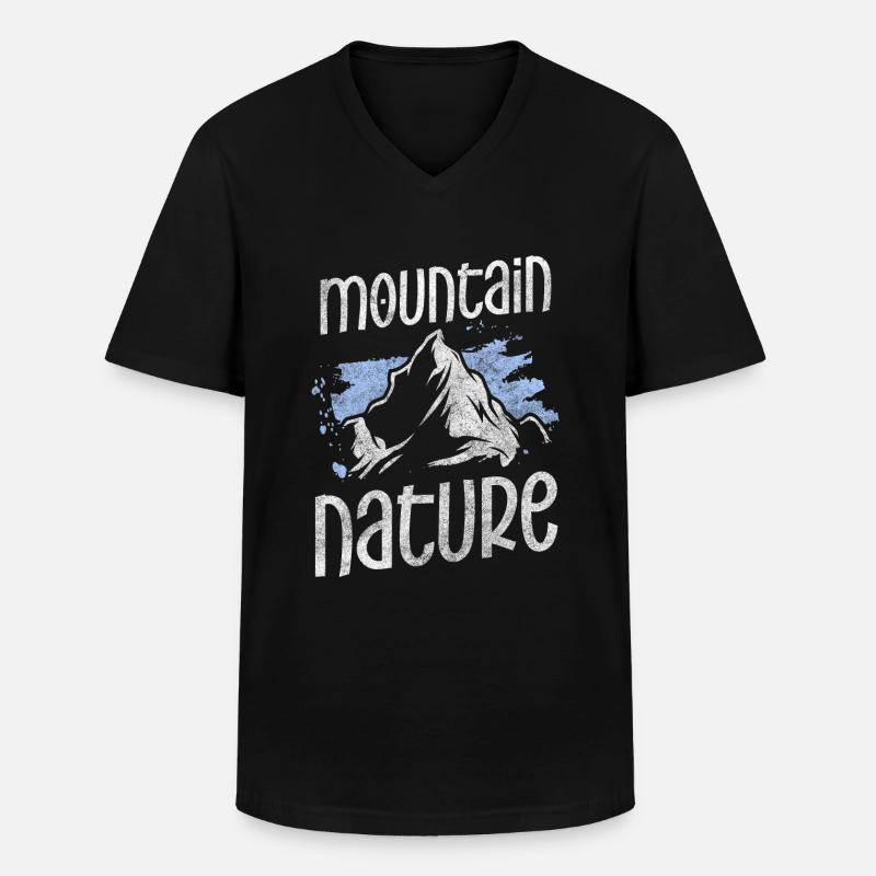 Baum Berg Waldtier - Männer-T-Shirt mit V-Ausschnitt - Schwarz