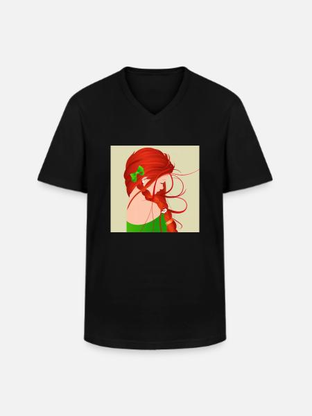 Rothaarige Frau Mädchen - Männer-T-Shirt mit V-Ausschnitt - Schwarz