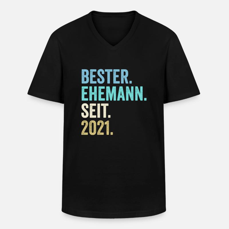 bester ehemann seit 2021 - Männer-T-Shirt mit V-Ausschnitt - Schwarz