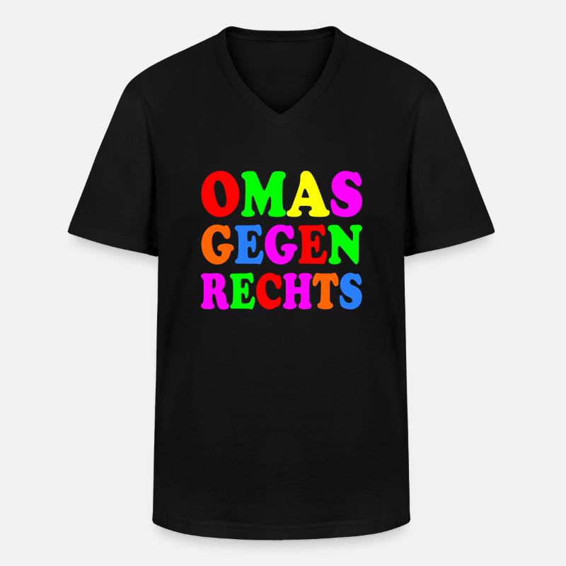 Omas gegen rechts - Männer-T-Shirt mit V-Ausschnitt - Schwarz