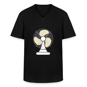 Ventilateur chaleur été - T-shirt col V Homme - noir - Devant - AI Model Male 178 dark (178cm)
