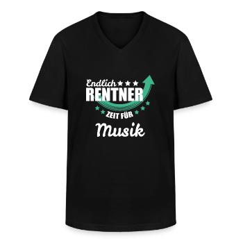 Endlich Rentner - Zeit für Musik - Männer-T-Shirt mit V-Ausschnitt - Schwarz - Vorne - AI Model Male 178 dark (178cm)