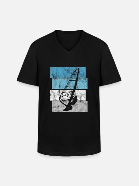 Windsurfing Surfing Retro Windsurfing Windsurfer - Men's V-Neck T-Shirt - black