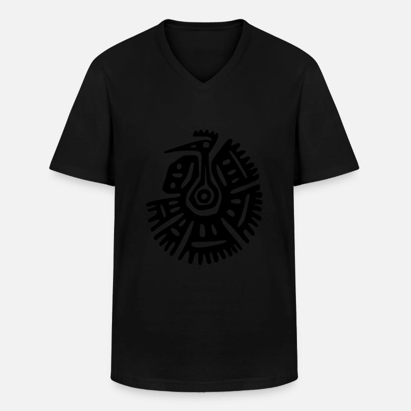 Geier Maya Kunst - Männer-T-Shirt mit V-Ausschnitt - Schwarz