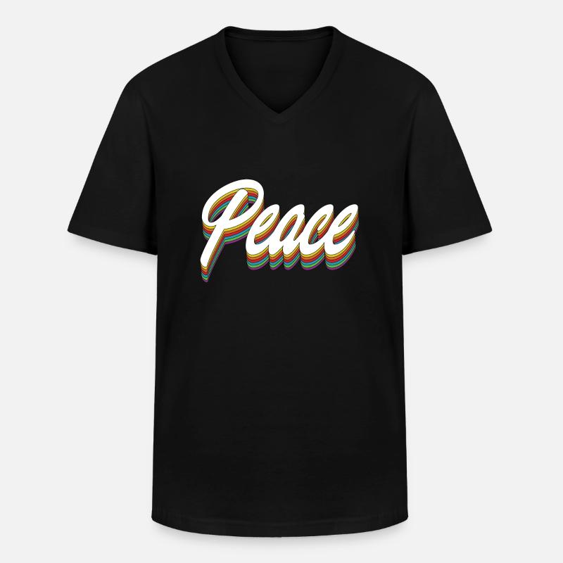 Peace - Männer-T-Shirt mit V-Ausschnitt - Schwarz