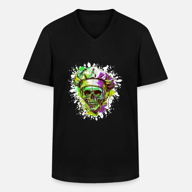Chefkoch Totenkopf - Männer-T-Shirt mit V-Ausschnitt - Schwarz