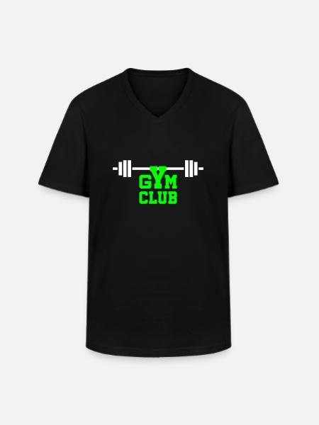 Gym club (dumbbell) - Men's V-Neck T-Shirt - black