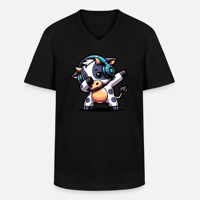 Dabbing Kuh - Männer-T-Shirt mit V-Ausschnitt - Schwarz