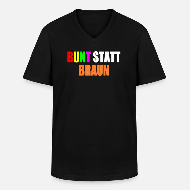 bunt statt braun - Männer-T-Shirt mit V-Ausschnitt - Schwarz