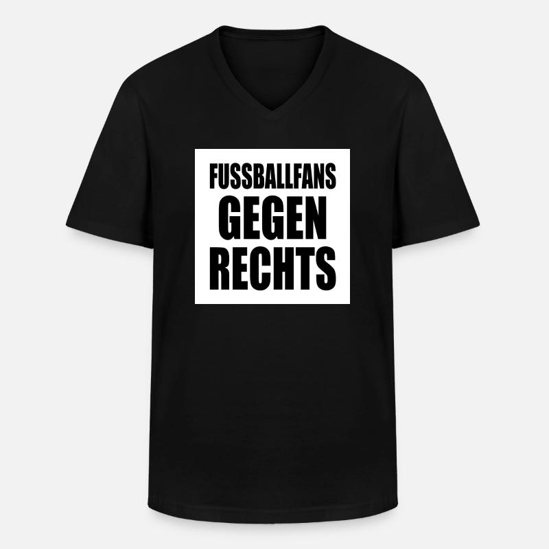 fussballfans gegen rechts - Männer-T-Shirt mit V-Ausschnitt - Schwarz