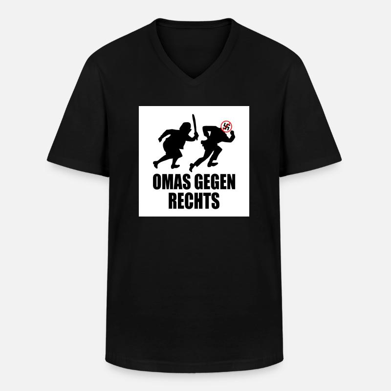 Omas gegen rechts - Männer-T-Shirt mit V-Ausschnitt - Schwarz