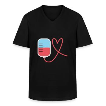Blood donation heart form - Men's V-Neck T-Shirt - black - Front - AI Model Male 178 dark (178cm)
