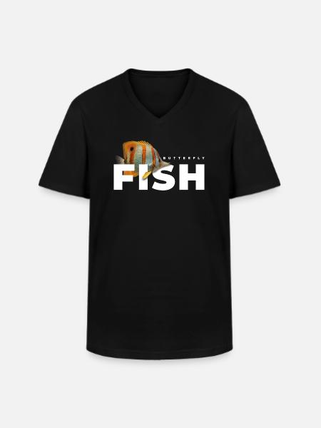 Schmetterlingsfisch Meeresfischhalter - Männer-T-Shirt mit V-Ausschnitt - Schwarz
