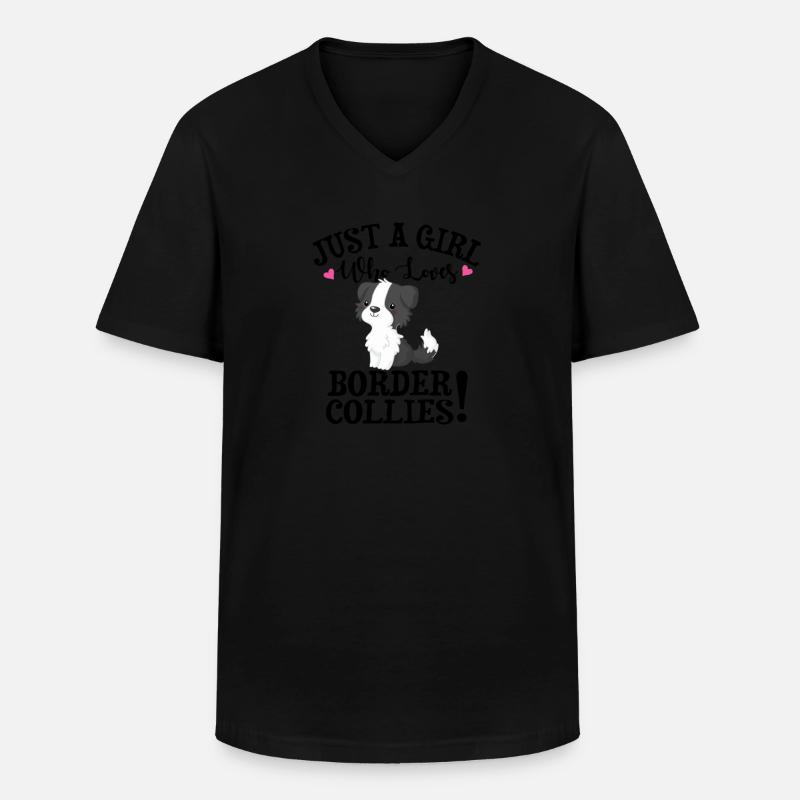 Border Collie - Männer-T-Shirt mit V-Ausschnitt - Schwarz