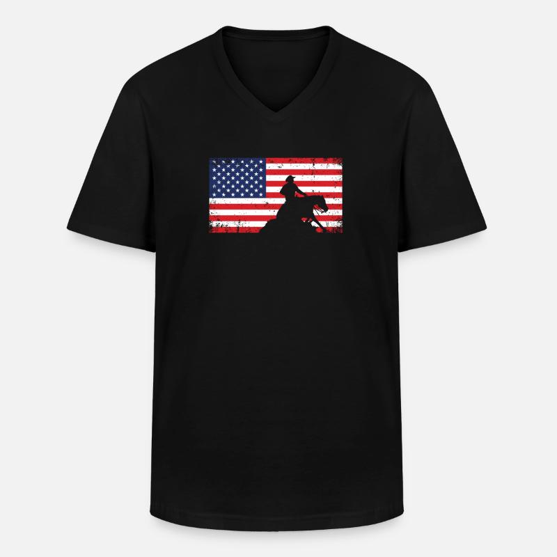 Reining Pferd - Männer-T-Shirt mit V-Ausschnitt - Schwarz