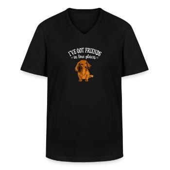 Langhaardackel - Männer-T-Shirt mit V-Ausschnitt - Schwarz - Vorne - AI Model Male 178 dark (178cm)