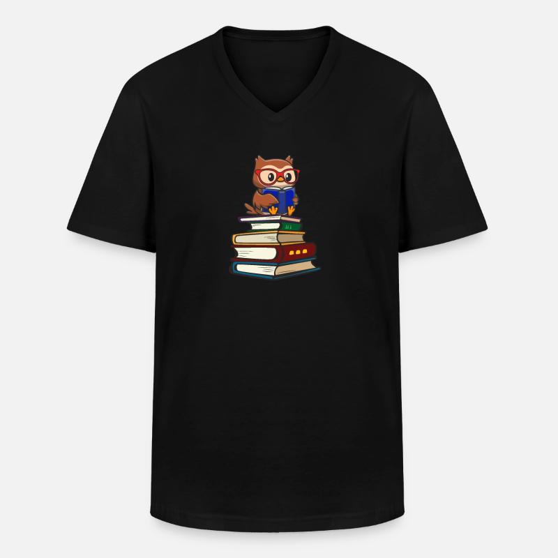 Eule - Männer-T-Shirt mit V-Ausschnitt - Schwarz