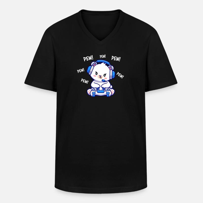 Eisbär - Männer-T-Shirt mit V-Ausschnitt - Schwarz
