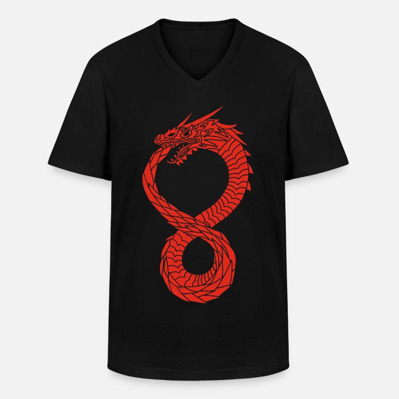 Roter unendlicher Drache - Männer-T-Shirt mit V-Ausschnitt - Schwarz