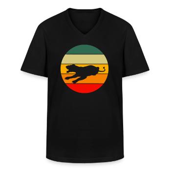 Zoo animal asiatique prédateur cadeau rétro tigre - T-shirt col V Homme - noir - Devant - AI Model Male 178 dark (178cm)