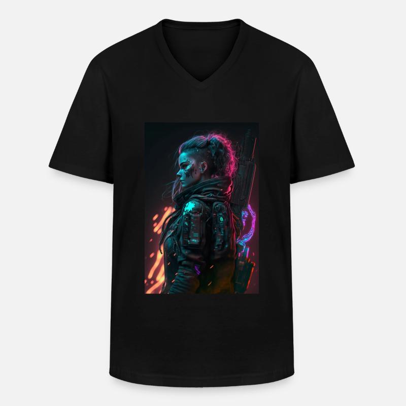 Mädchen aus der Zukunft - Männer-T-Shirt mit V-Ausschnitt - Schwarz