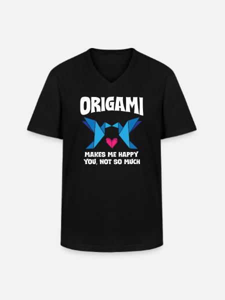 Origami Makes Me Happy - Men's V-Neck T-Shirt - black