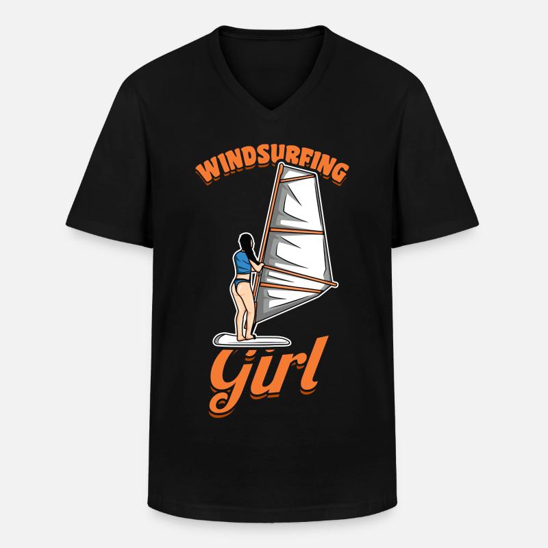 Mädchen Windsurferin - Männer-T-Shirt mit V-Ausschnitt - Schwarz