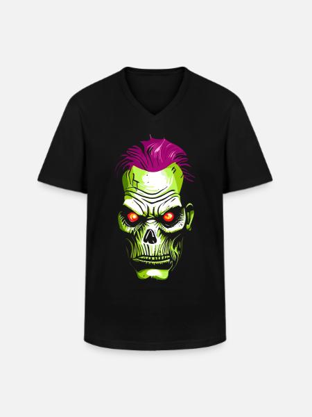Groen Groen Zombie Monster - Klassiek mannen T-shirt met V-hals - zwart
