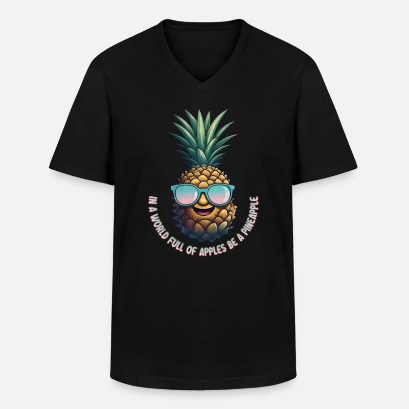 Ananas Pineapple Cool Sonnenbrille Geschenk - Männer-T-Shirt mit V-Ausschnitt - Schwarz