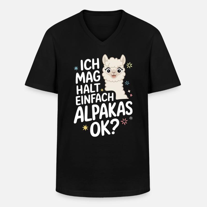 Alpaka Llama - Männer-T-Shirt mit V-Ausschnitt - Schwarz