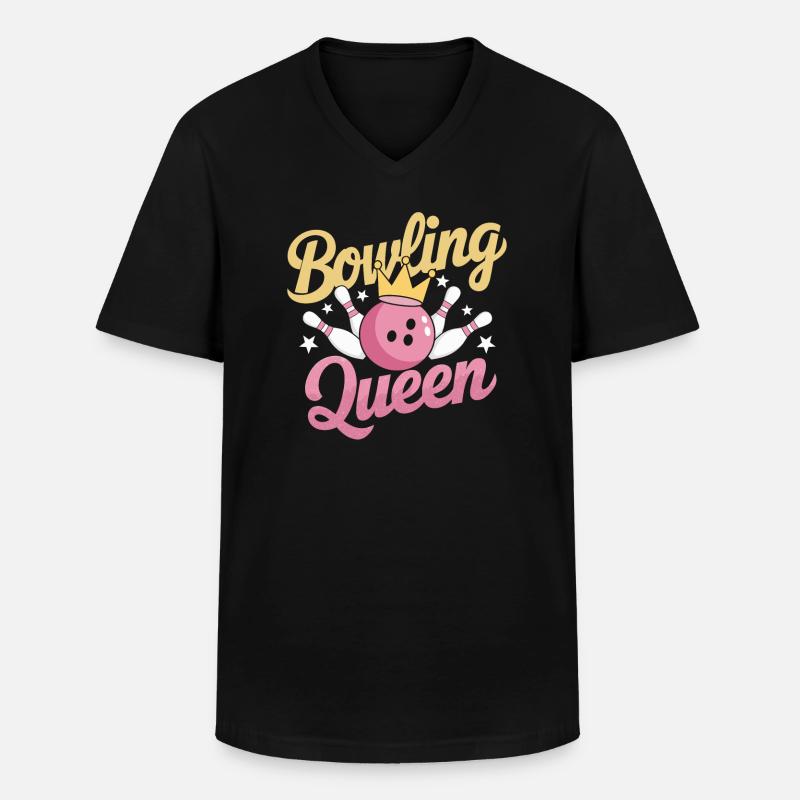 Bowler BowlingQueen - Männer-T-Shirt mit V-Ausschnitt - Schwarz