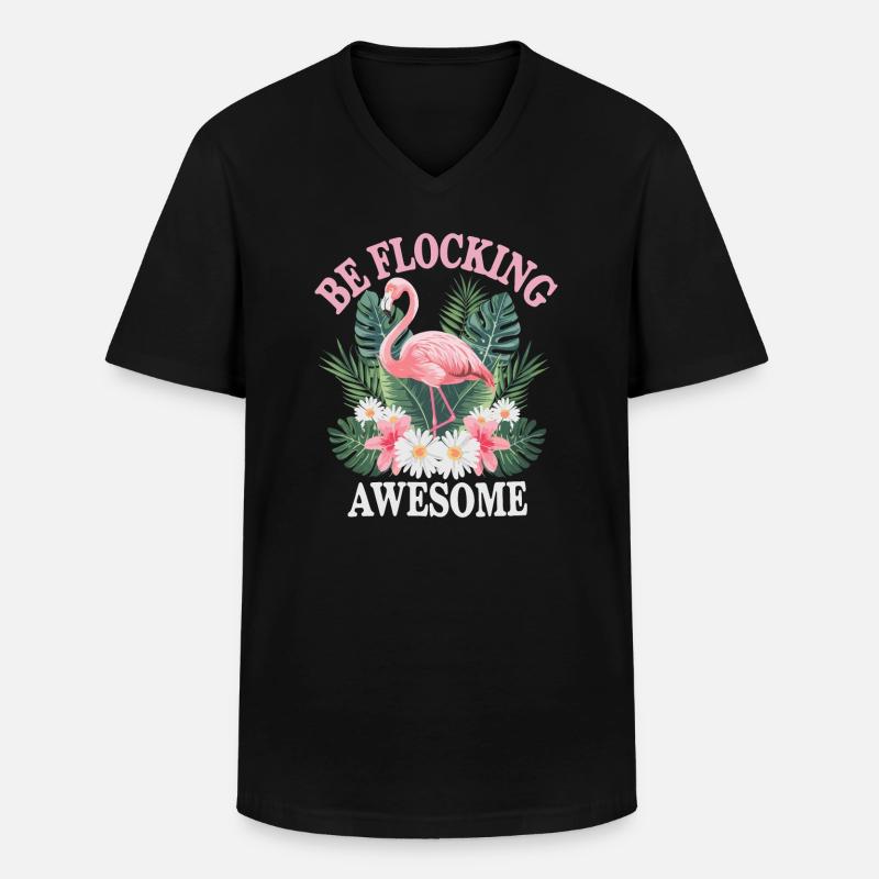 Flamingo - Männer-T-Shirt mit V-Ausschnitt - Schwarz