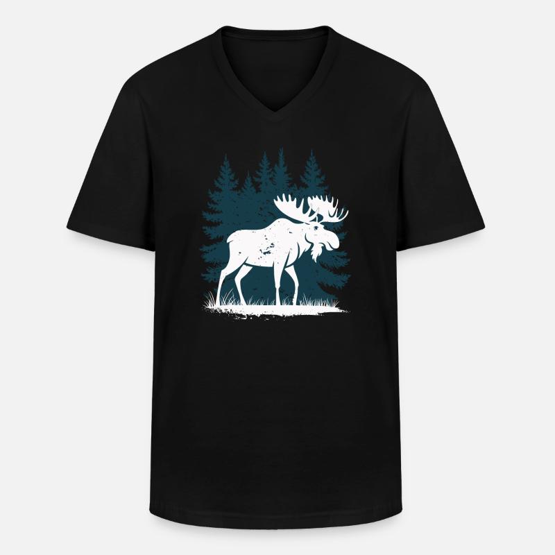Elch - Männer-T-Shirt mit V-Ausschnitt - Schwarz
