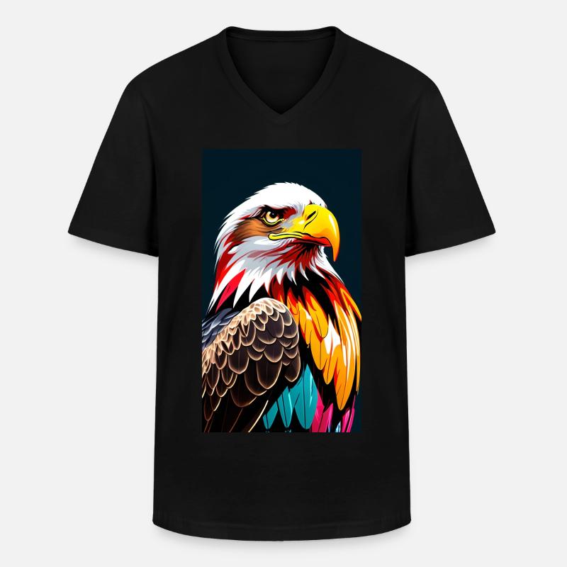 Eagle Side - Männer-T-Shirt mit V-Ausschnitt - Schwarz