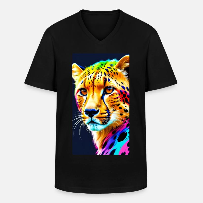 Cheetah Front - Männer-T-Shirt mit V-Ausschnitt - Schwarz