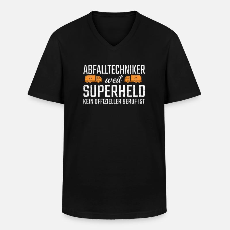 Abfalltechniker Superheld - Männer-T-Shirt mit V-Ausschnitt - Schwarz