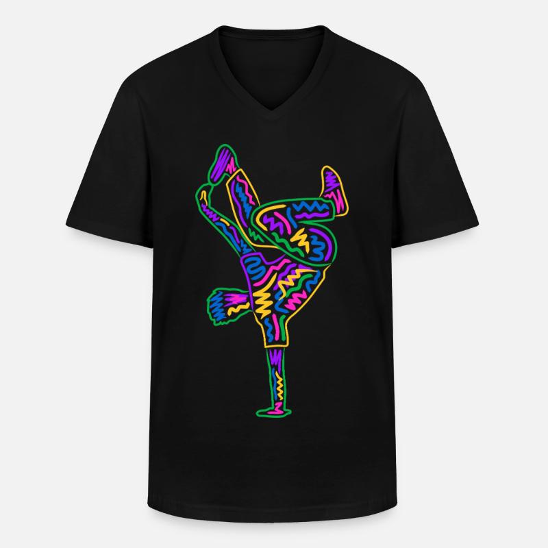 Breakdancing Breakdancer Bunt Jungen Breakdance - Männer-T-Shirt mit V-Ausschnitt - Schwarz